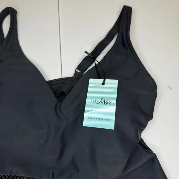 Pour Moi Sahara Crochet Waist Control Swimsuit Black Size Small NWT - Picture 6 of 10
